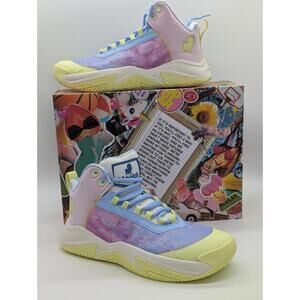 Kids Size 6Y / Women's 7.5 Moolah Press Break V2 Basketball Shoes Yellow Purple